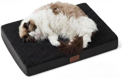 Bedsure Small Dog Bed, Cat Puppy Bed with Comfy Sherpa, 24x16 Inch Black