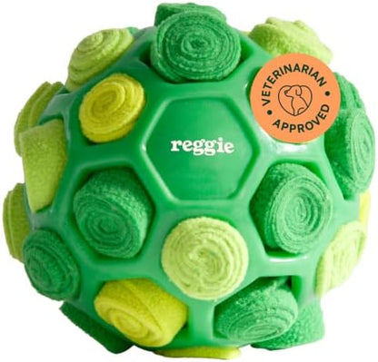 Reggie Snuffle Ball for Dogs | Interactive Treat Dispensing Dog Enrichment Toys | Reduces Boredom, Stress & Hyperactivity | Snuffle Toys for Dogs | Durable & Washable Dog Puzzle Toy I Green