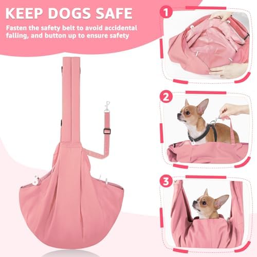 SlowTon Dog Carrier Sling - Thick Padded Shoulder Strap Adjustable, Peach S