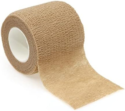 Self Adhesive Bandage Wrap Animal Cohesive Bandage Self Adherent Wrap First Aid Tape for Dogs Cats Horses Birds & Wrist Healing Ankle Sprain (2 Inch Beige 12 Rolls)