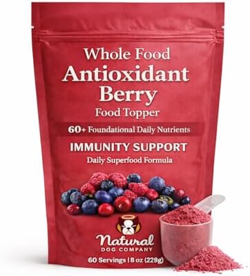 Natural Dog Company Dog Antioxidant Berry Food Topper for Dogs – Superfood Meal Topper & Multivitamin Powder Alternative, Immune Support, All Breeds & Ages Dog Food Seasoning, 8 oz Bag