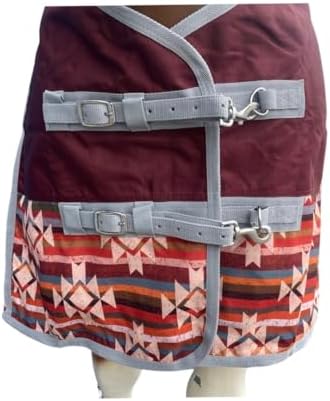 1200 Denier Horse RAIN Sheet | Horse Turnout Sheet | Horse RAINSHEET (Waterproof & Breathable) (Maroon_with_Aztec_Bottom, 82)