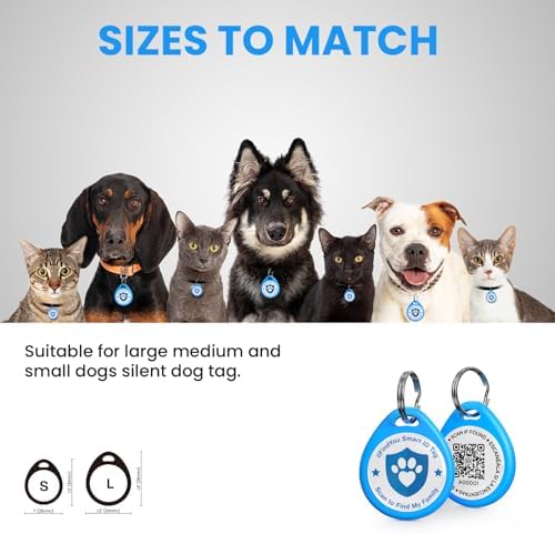 QR Code Cat Tags Personalized Small, Real-time Alerts, Blue