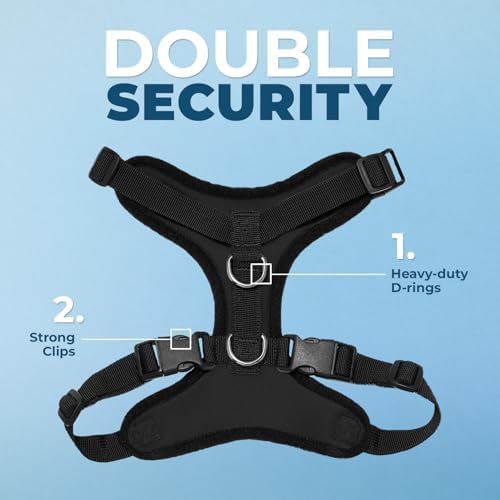 Best Pet Supplies Voyager Step-in Lock Pet Harness w Reflective Pet Leash Combo Set with Neoprene Handle 5ft - Supports Small, Medium and Large Breed Puppies/Cats - Black, S