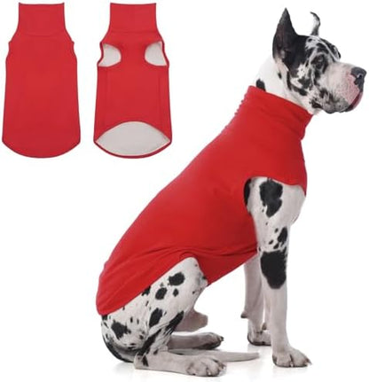 IECOii 4XL Dog Sweater - Stretch Fleece Sweater with Turtleneck,Red