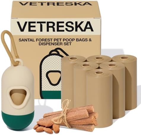 VETRESKA Dog Poop Bags Dispenser with 105 Bags, Leak Proof and Extra Thick
