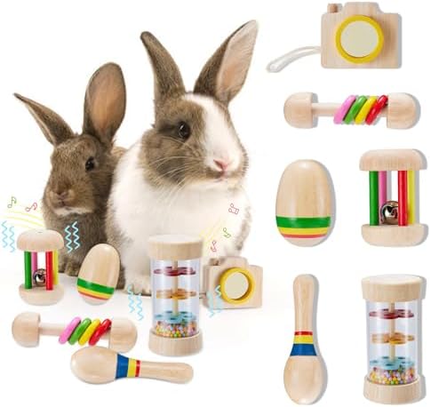 AOWPFVV Wooden Bunny Toys,Safe Rabbit Toys for Guinea Pigs,Small Animals
