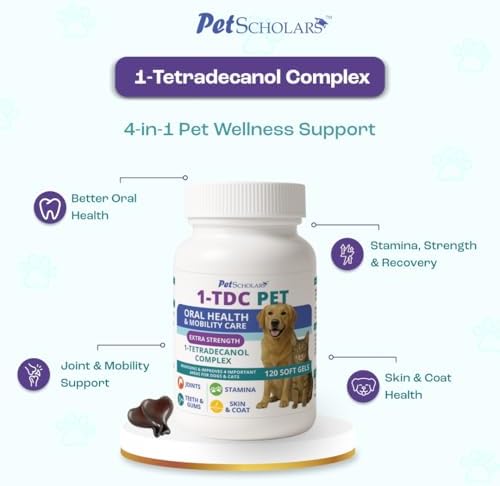 1TDC Dental & Joint Health Softgel Supplement for Dogs & Cats, Supports Oral Health, Stamina, Mobility, Muscle Strength & Recovery, Maintains Skin & Coat Health of Pets (120 Soft Gels)