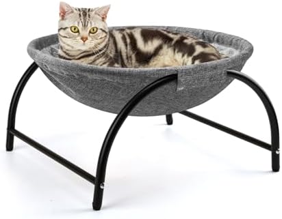 LIFLIX Raised Cat Hammock Bed, Pet Bed for for Indoor Cats, Standing Cat Cot with Washable Plush,17.1 x 17 x 9.5 inches