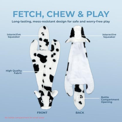 Best Pet Supplies 2-in-1 Stuffless Squeaky Dog Toy - Cow, Large