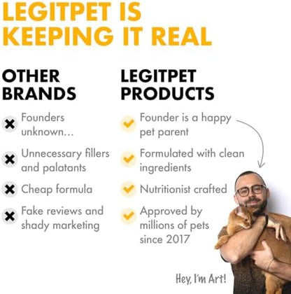 LEGITPET Turmeric Curcumin Hip & Joint Supplement for Dogs – Supports Mobility, Comfort & Overall Wellness – with Collagen & BioPerine – 30 Chews