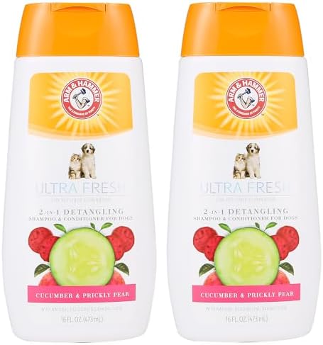 Arm & Hammer Detangling Dog Shampoo, Cucumber Prickly Pear, 16 Fl Oz, 2-Pk