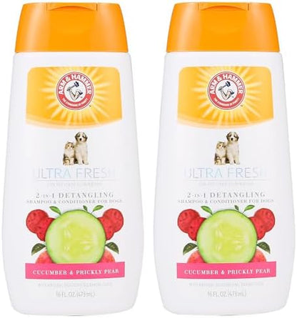 Arm & Hammer Detangling Dog Shampoo, Cucumber Prickly Pear, 16 Fl Oz, 2-Pk