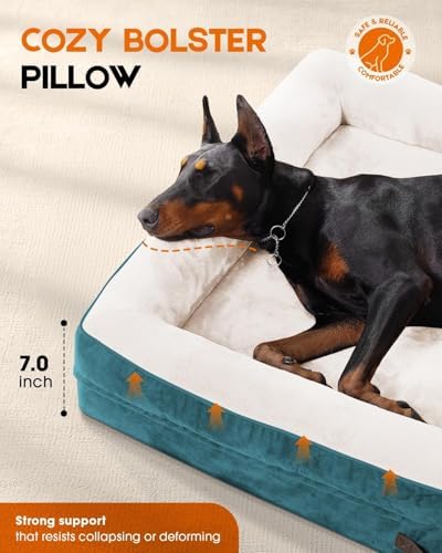 Upvilla Orthopedic Dog Bed, Four-Sided Medium Dog Sofa, Washable Cover Blue