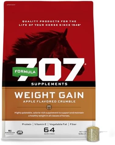 Formula 707 Weight Gain Powder Equine Supplement, 16lb Bucket – Palatable, Calorie-Rich Nutritional Support for Hard-to-Keep and Senior Horses