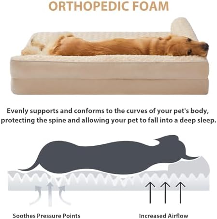 BFPETHOME Orthopedic Washable Dog Bed, Sleeping Couch for Large Senior Dogs