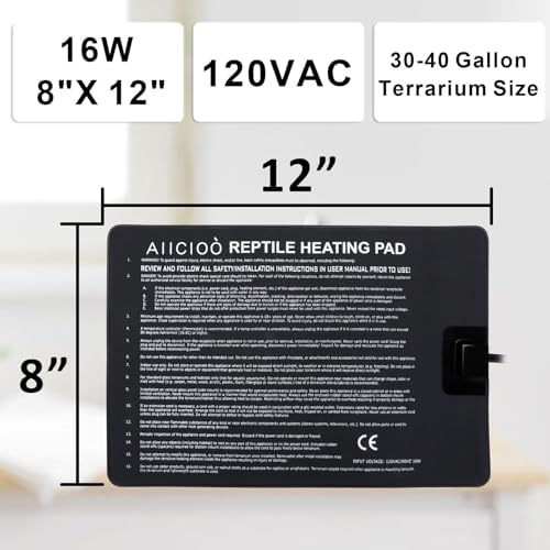 Aiicioo Reptile Heating Pad - Hermit Crab Heater Heat Mat for Reptiles Snake Lizard Terrarium 16 Watt (Pack of 2)