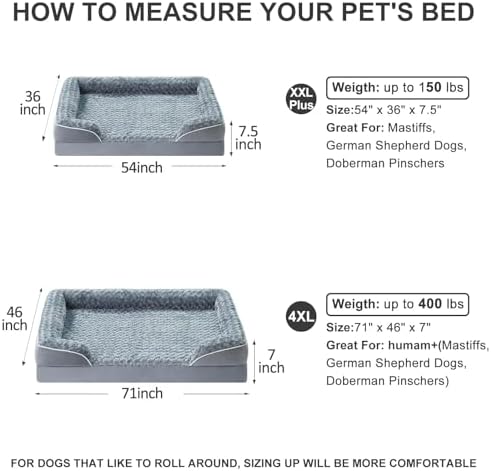 WNPETHOME Orthopedic Washable Human Dog Bed for Adult & Dog Cozy Sleep