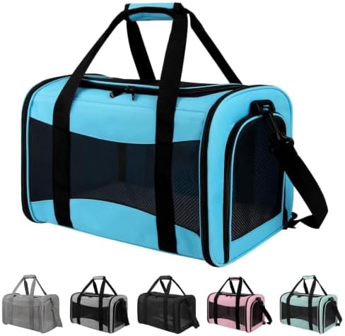 Pet Carriers Soft-Sided Airline Approved Carrier Bag for Small Cats Dogs (Medium,Blue)