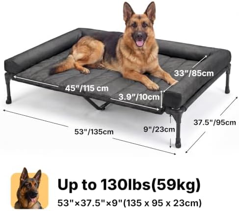 Veehoo Outdoor Elevated Dog Bed with Waterproof Bolster Cushion, Cooling