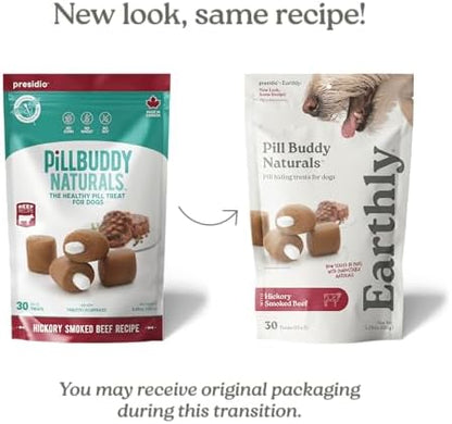 Presidio Earthly Pill Buddy Naturals - Beef Recipe Pill Hiding Treats for Dogs - Make A Perfect Pill Concealing Pocket Or Pouch for Any Size Medication - 30 Servings