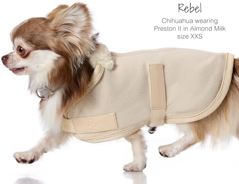 Pet Passion Preston II - The Polar Fleece Coat, Recycled Polar Fleece Warm Dog Jacket for Cold Weather for Small, Medium, Large Dogs, Almond Milk, Small (10-25 lbs)