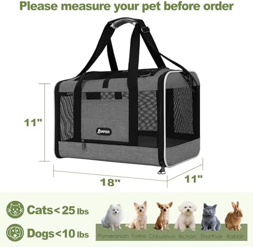 GAPZER Cat Carrier 18x11x11 Top Load, Soft-Sided Pet Travel Bag Over 15 lbs