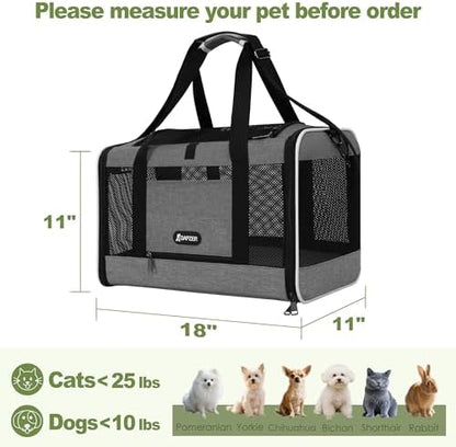 GAPZER Cat Carrier 18x11x11 Top Load, Soft-Sided Pet Travel Bag Over 15 lbs