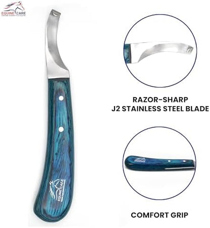 Equine Care Left-Handed Hoof Knife, J2 Stainless Steel, Farrier Tool