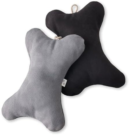Pet Passion 2-Pack Stuffed Bones Dog Toys Durable Cotton Canvas with Coconut Fill for All Pet Breeds, Gray Ombre, One Size
