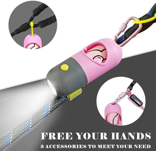 YUCHIYA Dog Poop Bag Holder Dispenser with LED Flashlight(Pink)