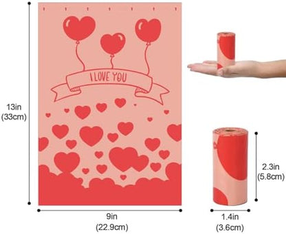 Dog Poop Bags Rolls, Rose Scent Biodegradable Red, Large 9x13 Inch With Dispenser, Leakproof & Easy Tear 240 Count (16 Rolls) for Outdoor Dog Walking