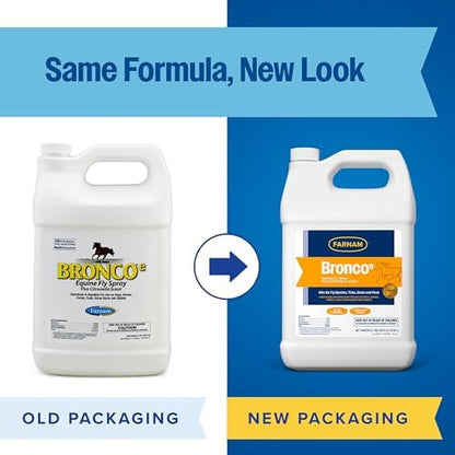 Farnam Bronco E Fly Spray for Horses, Dogs & Premises 128 oz Refill