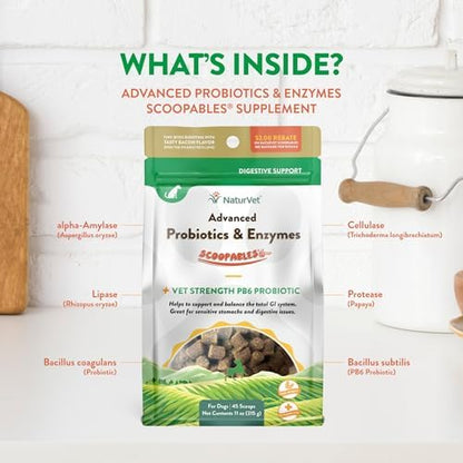 NaturVet Advanced Probiotics for Dogs Scoopables Food Topper - 11oz
