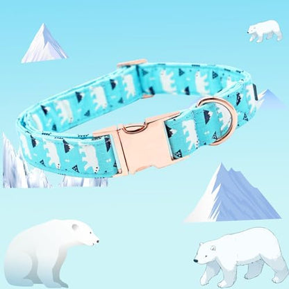 Dog Collar, Blue Bear Print Pet Collar Girl or Boy Dog Collars Summer Durable Adjustable Collar for Small Medium Large Dogs