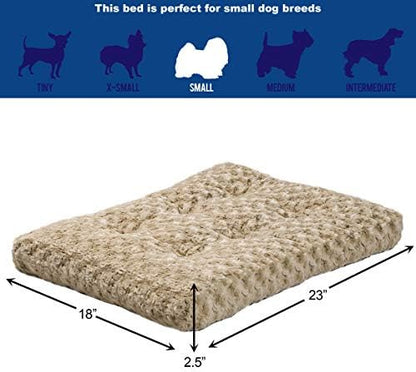 MidWest Homes for Pets Small QuietTime Deluxe Mocha Ombré Swirl Plush Pet Bed, Machine Washable, Non-Skid Bottom, Soft Crate Mat for 24-inch Crates