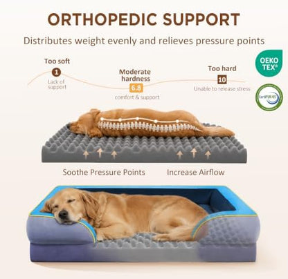 Comfort Expression Orthopedic Dog Bed for Extra Large Dogs with Bolster
