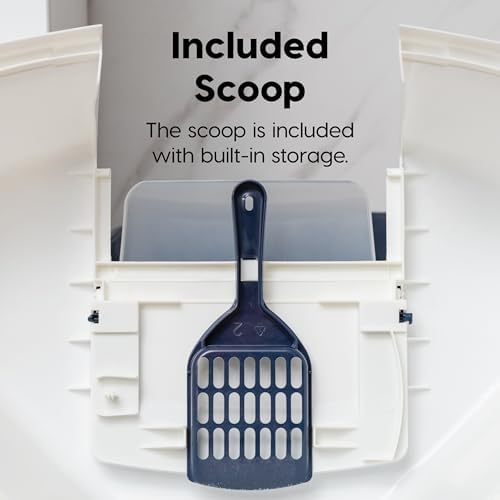 IRIS USA Large Corner Cat Litter Box, Space Saver, Navy/White
