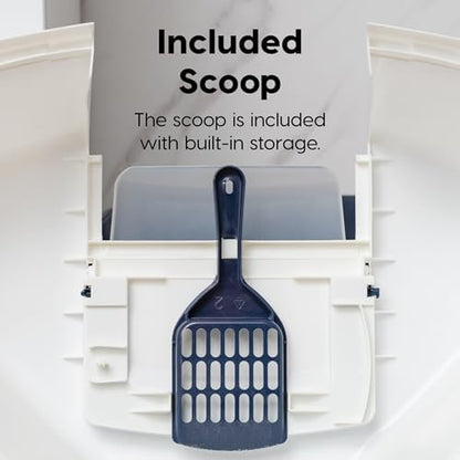 IRIS USA Large Corner Cat Litter Box, Space Saver, Navy/White