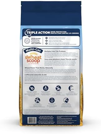 sWheat Scoop Triple Action Natural Wheat Cat Litter Odor Guard Technology, 3X Stronger Clumping, Super Absorbtion, 99.5% Dust Free Performance, 28 Pounds