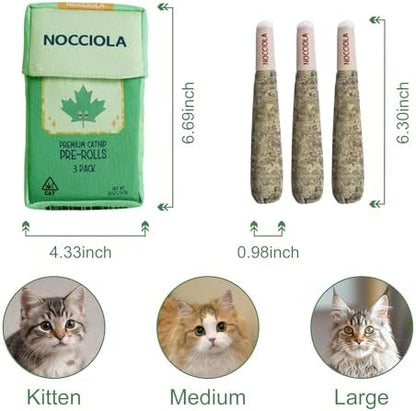 Nocciola 3 Pack Catnip Toys for Cats, Funny Cat Toys Filled with 100% Pure Organic Catnip, Safe Kitten Teething Chew and Kicker Toys