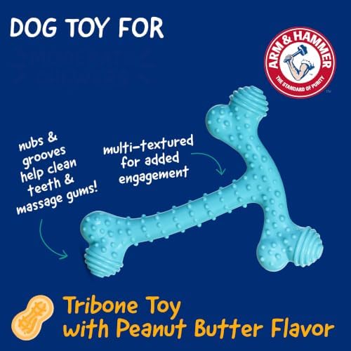Arm & Hammer Nubbies T-Bone Dental Dog Chew Toy, Peanut Butter Flavor, 2-Pk