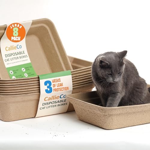 CallieCo Disposable Cat Litter Boxes Jumbo 8 Pack Portable & Leak Resistant
