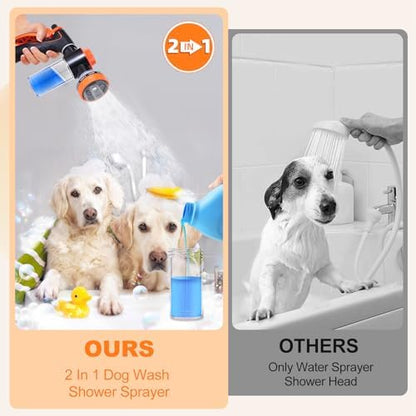 Dog Shower Attachment with 6.6Ft Long Shower Hose & Metal 3-Way Diverter