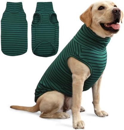 IECOii XL Dog Sweater - Stretch Fleece Vest with Turtleneck - Stripes,XL
