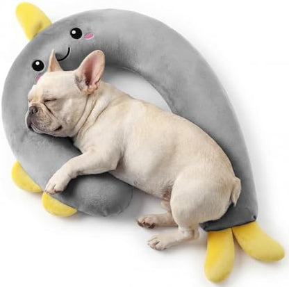 Dog Calming Pillow, Soft Pet Pillows for Small Dogs and Cats, Washable Fluffy Cozy Sleep Dog Neck Pillow, Dog Bed Pillow for Senior Pup Puppy Kitten(M Gray)