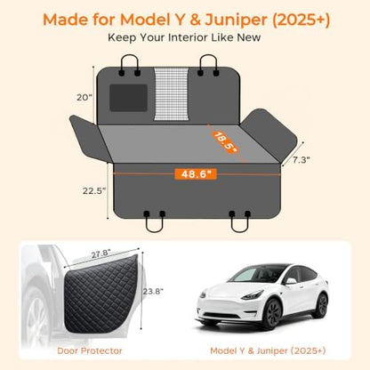 URPOWER Dog Car Seat Cover for Back Seat, Waterproof Hammock for Model Y