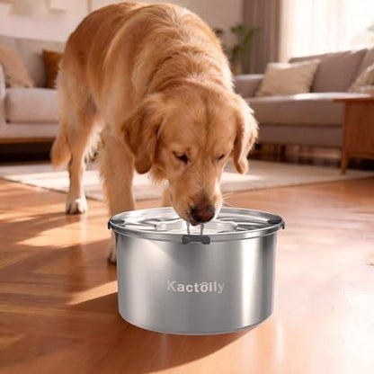 Kactoily 1.47 Gal Stainless Steel No Spill Water Bowl for Large Dogs