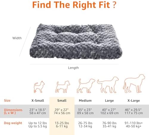 Amazon Basics Washable Cat and Dog Bed Crate Pad, Indoor, Easy to Wash, Fits Medium Crates, 29 x 21 x 3 inches, Gray