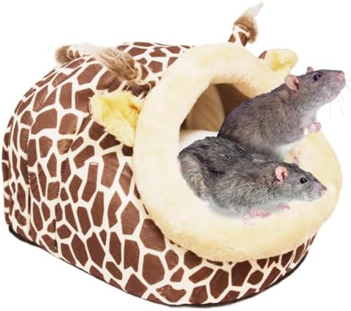 EAEDMY Guinea Pig Bed House & Hideout for Rat Bearded Dragon Hedgehog Ferret to Sleep and Hide, Guinea Pig Cage Accessories Habitat Décor (X-Large, 2.Giraffes)